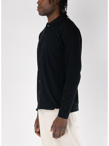 CAMICIA IN MAGLIA A MANICHE LUNGHE, 999 NERO, small