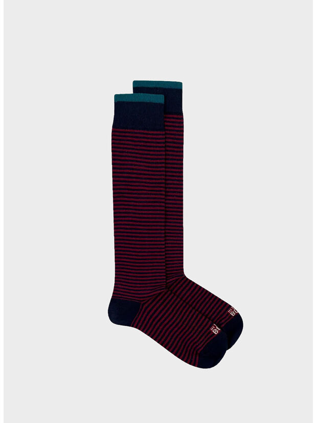 CALZA STRIPE CLASSIC UNISEX, 0328 BLU / BORDEAUX, large
