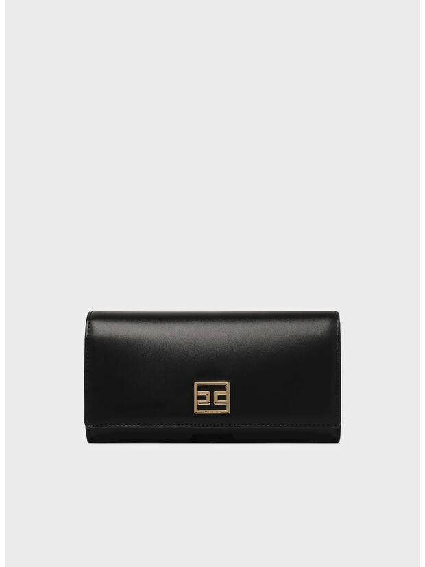 PORTAFOGLIO CON PLACCA LOGO, 110 NERO, large