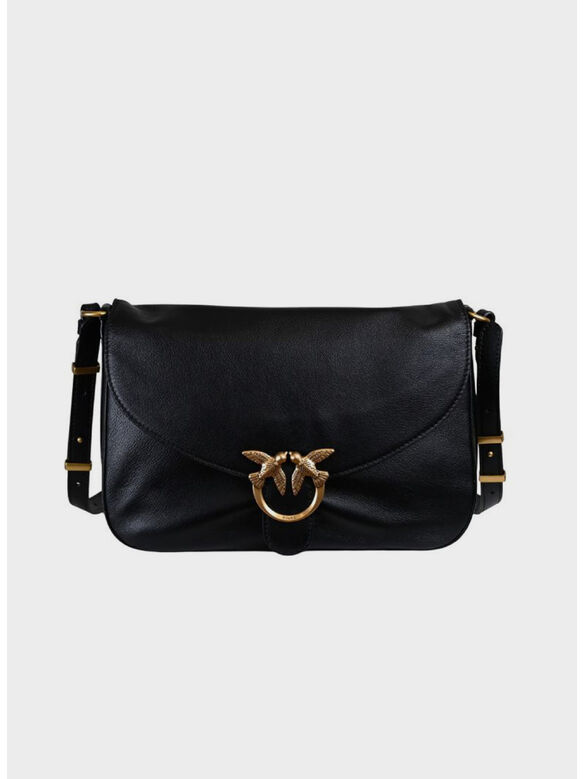 BORSA LOVE SATCHEL CLASSIC VITELLO, Z99Q NERO-ANTIQUE GOLD, medium