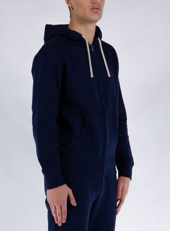 FELPA CON CAPPUCCIO FLEECE, 004CRUISENAVY, small