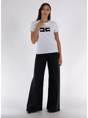 T-SHIRT IN COTONE CON LOGO IN VELLUTO, , small