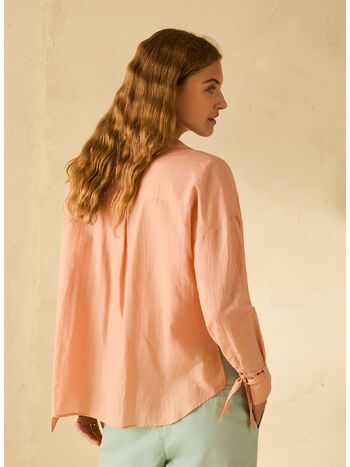 BLUSA IN VOILE DI COTONE, 001 SALMONE, small