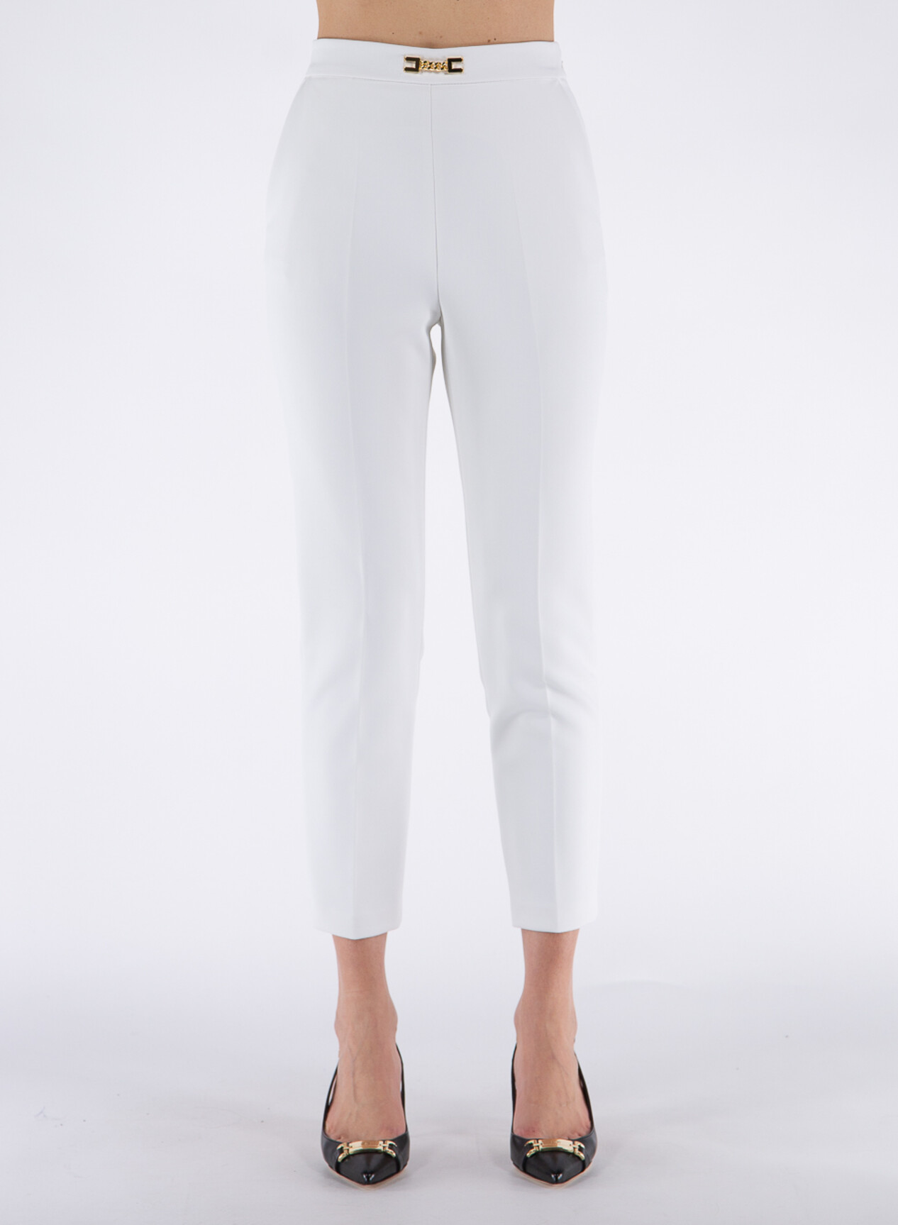 ELISABETTA FRANCHI PANTALONE A SIGARETTA IN DOPPIO CREPE