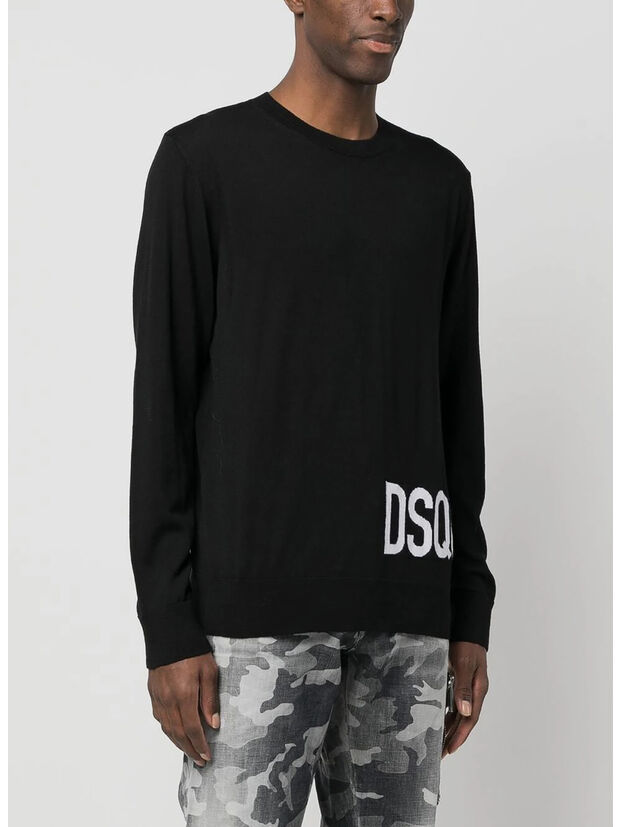 MAGLIONE DSQ2 CREWNECK, 965 BLACK/WHITE, large