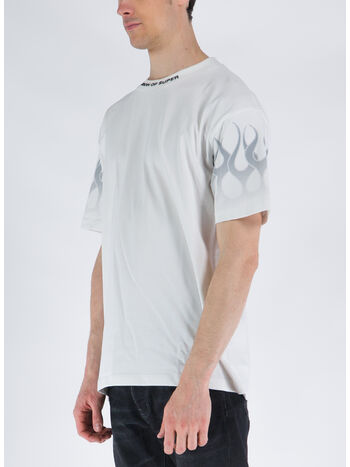 T-SHIRT WITH GREY FLAMES, WHITE, small
