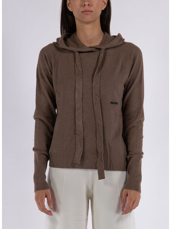 MAGLIA CON CAPPUCCIO, TORTORA, small
