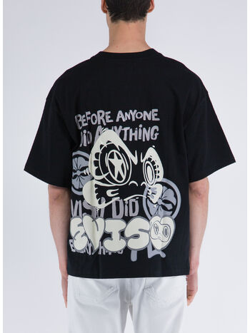 T-SHIRT GRAFFITI DARUMA FACE PRINTED SS TEE, BLACK BLACK, small