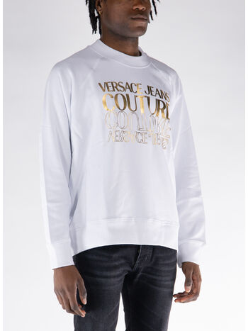 FELPA GIROCOLLO CON LOGO UPSIDE-DOWN, G03 WHITE/GOLD, small