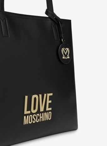 BORSA SHOPPER GOLD METAL LOGO, 00ANERO, small