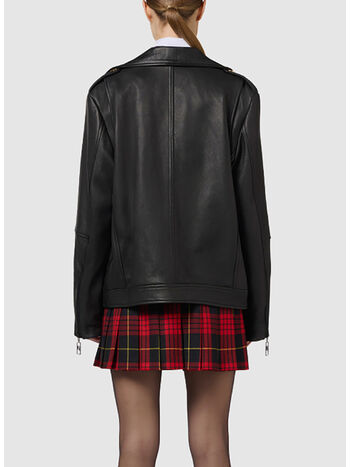 GIACCA BIKER IN PELLE, 110 NERO, small