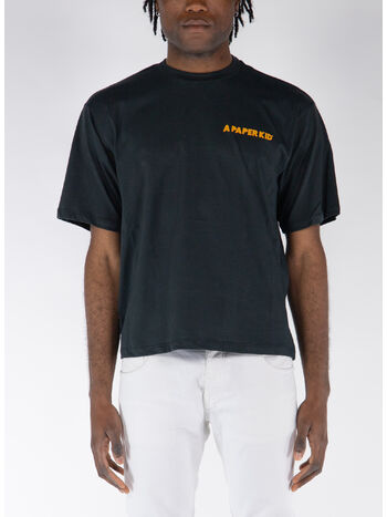 T-SHIRT GIROCOLLO CON STAMPA POSTERIORE, 110 BLACK, small