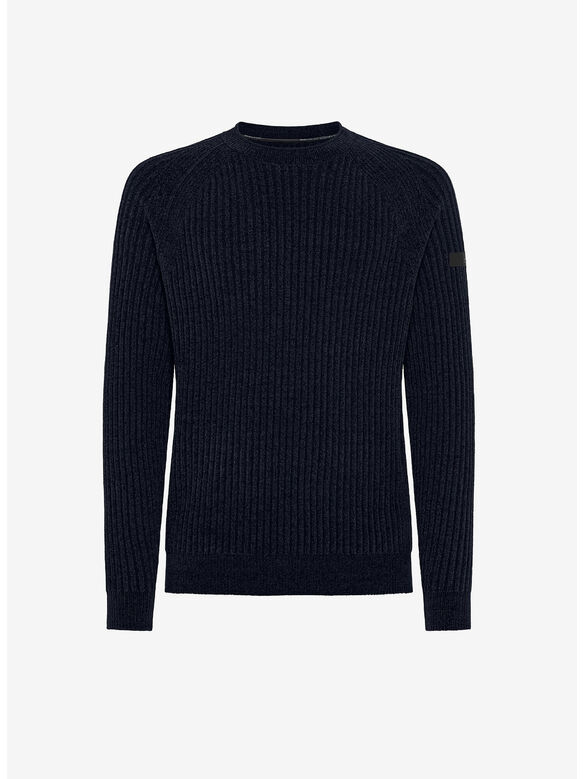 MAGLIONE GIROCOLLO VELVET RAVE ROUND, 60 BLUE BLACK, medium