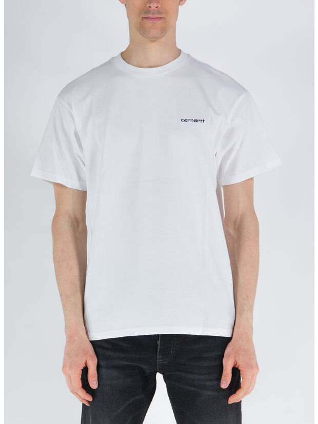T-SHIRT SCRIPT EMBROIDERY, 00AXX WHITE/BLACK, large