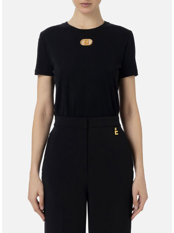 T-SHIRT IN JERSEY WITH LOGO PLAQUE, 110, small