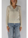 MAGLIONE KIMBERLY CON SCOLLO A V, CREAM, thumb