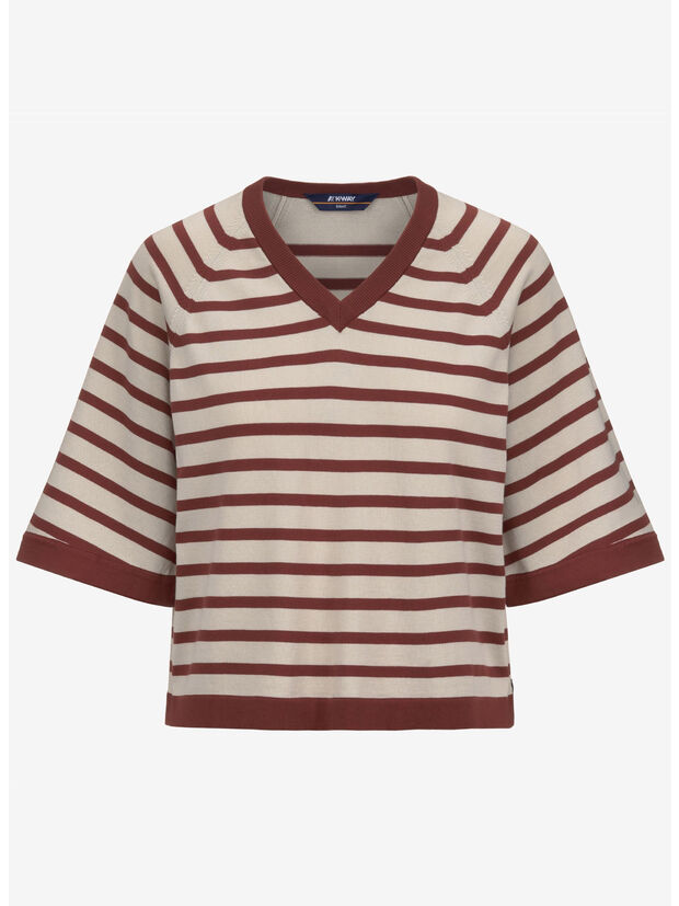 T-SHIRT MAROL STRIPES, B0D BEIGE LT - RED JASPER, large
