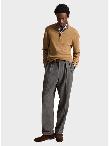 MAGLIONE MEZZA ZIP, CROUTON TAN HEATHER, small