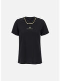 T-SHIRT IN JERSEY DI COTONE CON COLLANA, 110 NERO, thumb