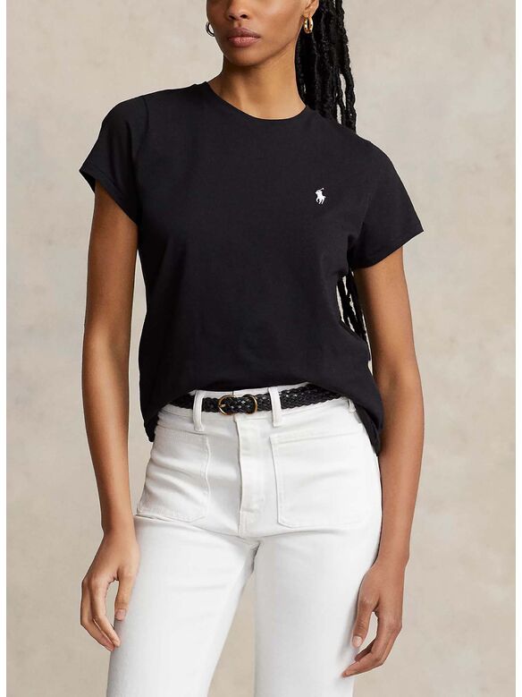 T-SHIRT CREWNECK SHORT-SLEEVE, POLO BLACK, medium