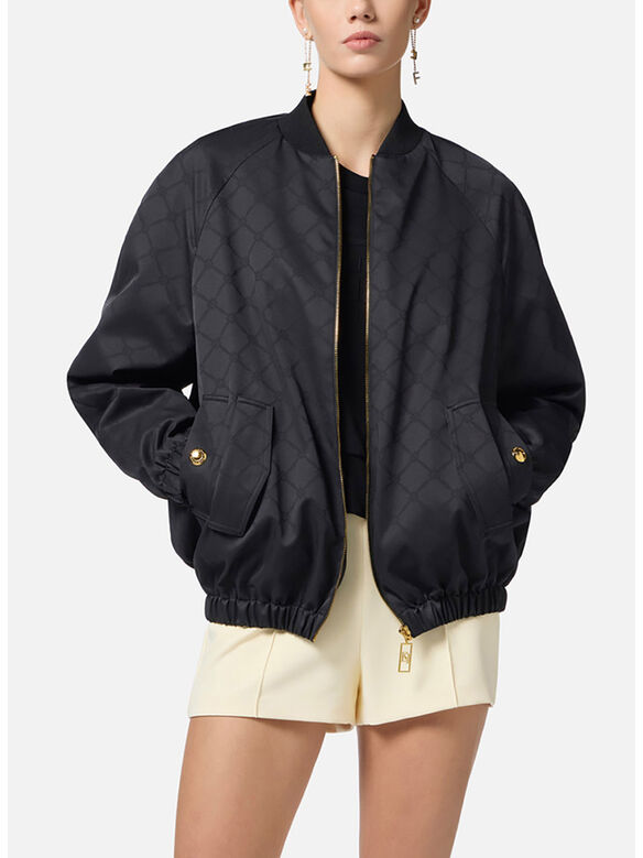 GIUBBOTTO BOMBER JACQUARD, 110 NERO, medium