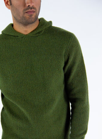MAGLIONE CON CAPPUCCIO, 580VERDEMILITARE, small