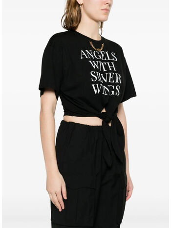 T-SHIRT CROPPED CON NODO E STAMPA, 110, small