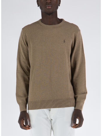 MAGLIONE GIROCOLLO, HONEY BROWN HEATHER, small
