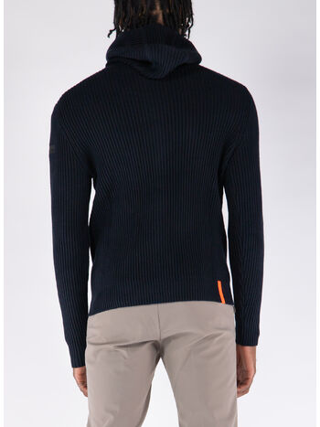 MAGLIONE CON CAPPUCCIO ZIP, 60 BLUE BLACK, small