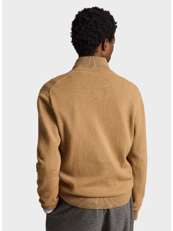 MAGLIONE MEZZA ZIP, CROUTON TAN HEATHER, small