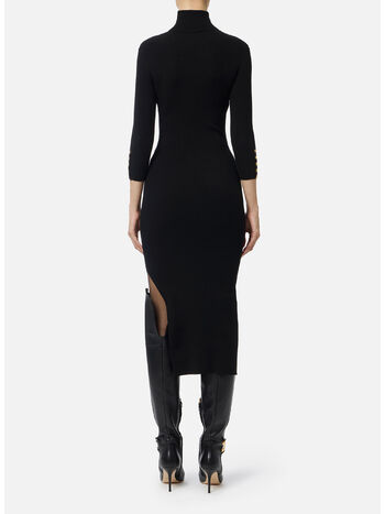 ABITO IN MAGLIA A COSTINE CON TASCHINO, 110 NERO, small