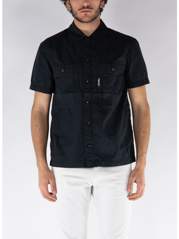CAMICIA RENO A MANICHE CORTE, 001 BLACK, large
