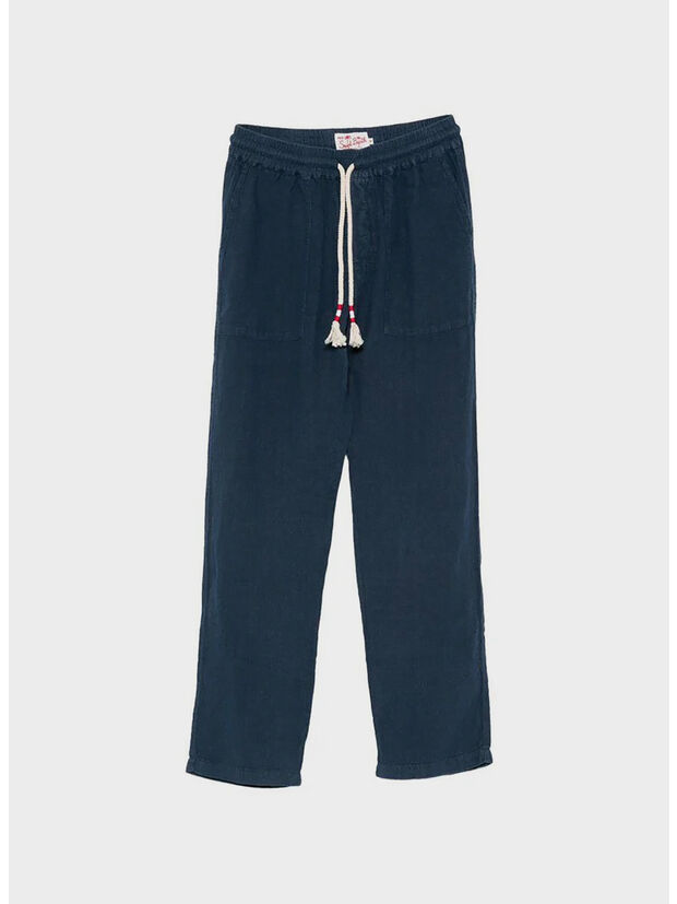 PANTALONE CALAIS, 00119L LINEN 61 BLUE NAVY, large
