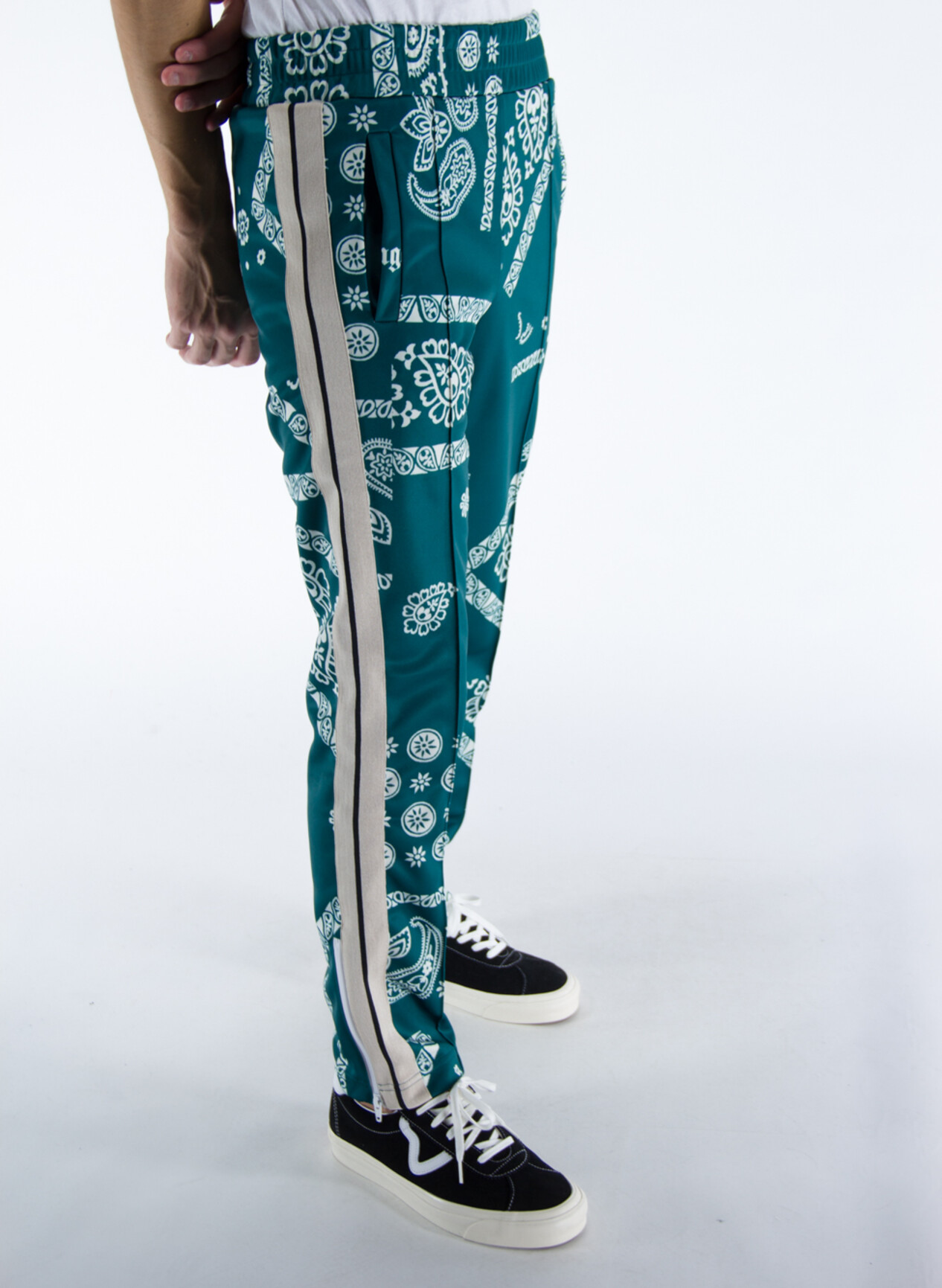 PALM ANGELS PANTALONE BANDANA Bianco, Verde Uomo | Selecteur