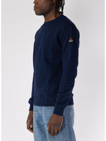 FELPA GIROCOLLO CON PATCH LOGO, 160 BLU NAVY, small