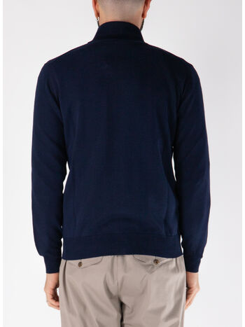 MAGLIONE FULL ZIP A COLLO ALTO, 38 BLU, small