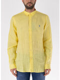 CAMICIA IN LINO CON LOGO RICAMATO, RESORT GOLD, thumb
