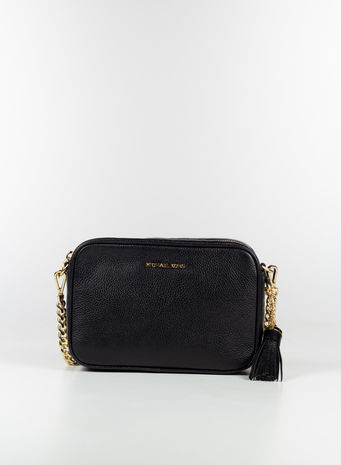 BORSA A TRACOLLA GINNY IN PELLE, BLACK, small