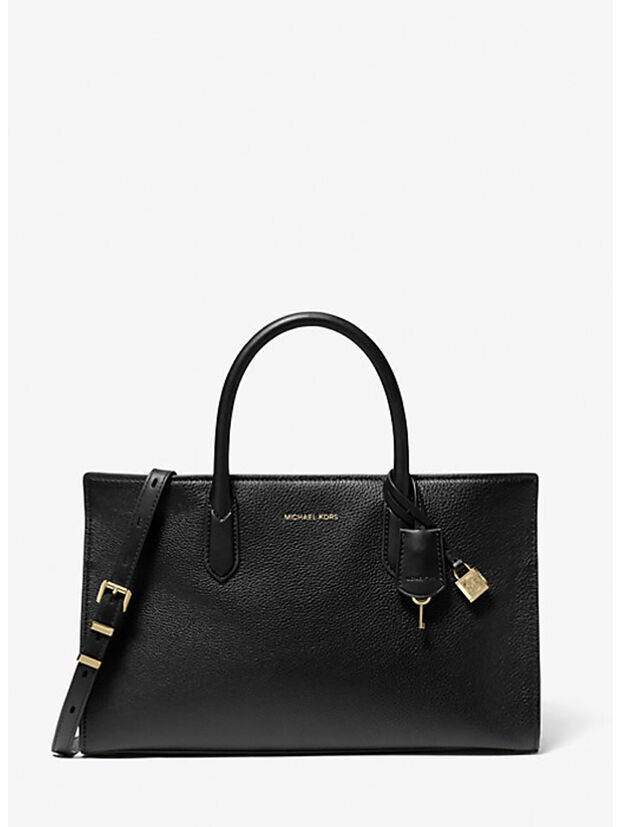 BORSA A MANO SCARLETT MEDIA IN PELLE, 001 BLACK, large