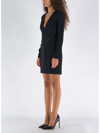 COCKTAIL DRESS TESSUTO VISCOSA SABLE, 1B000 NERO, small