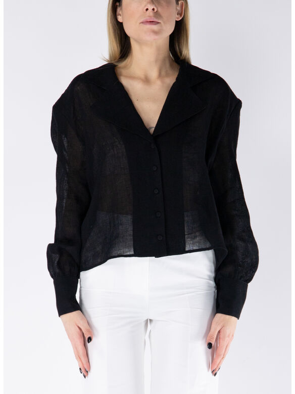 CAMICIA CON COLLO REVERS, 9000 NERO, medium