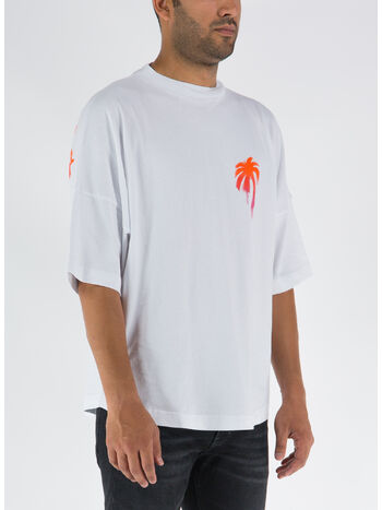 T-SHIRT SPRAYED PALM LOGO OVER, 0132 WHITE FUCHSIA, small