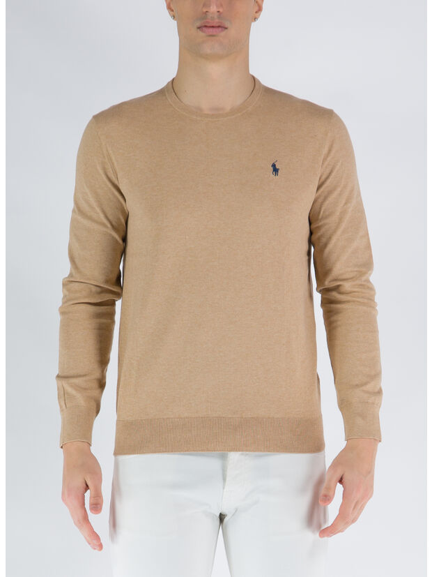MAGLIONE GIROCOLLO, CAMEL MELANGE, large