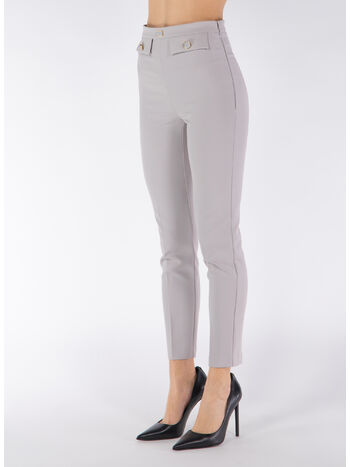 PANTALONE DRITTO IN CRÊPE STRETCH CON PATTE, 155, small