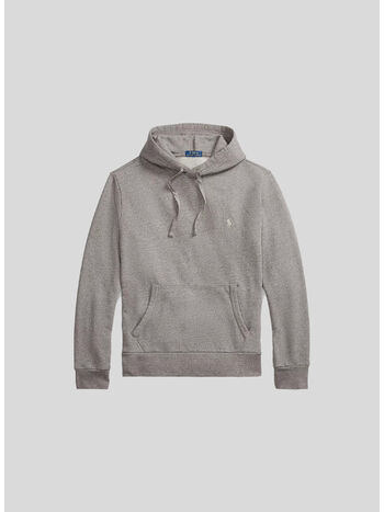 FELPA HOODIE CON LOGO RICAMATO, DARK VINTAGE HEATHER, small