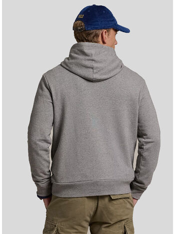 FELPA HOODIE CON LOGO RICAMATO, DARK VINTAGE HEATHER, small