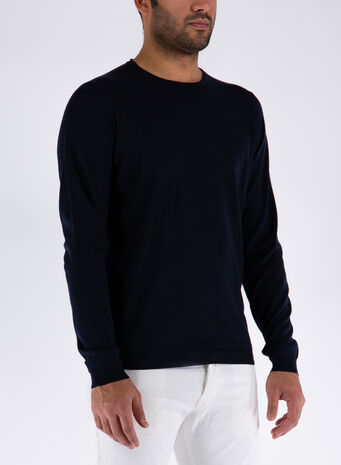 MAGLIA CON GIROCOLLO, BLU, small