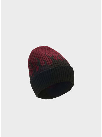 CAPPELLO BEANIE CON FIAMME, GRAPE WINE BLACK, small