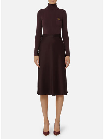 ABITO IN MAGLIA A COSTINE E RASO CON TASCHINO, EA4 MERLOT, small