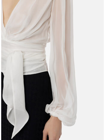 CAMICIA IN VOILE DI SETA CON FUSCIACCA, 360 AVORIO, small